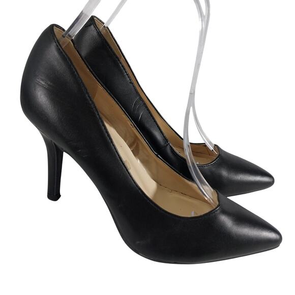 NINE WEST! BLACK GENUINE LEATHER CLASSIC STILETTO PUMPS, HEELS GORGEOUS! SZ 5.5M - Picture 1 of 10